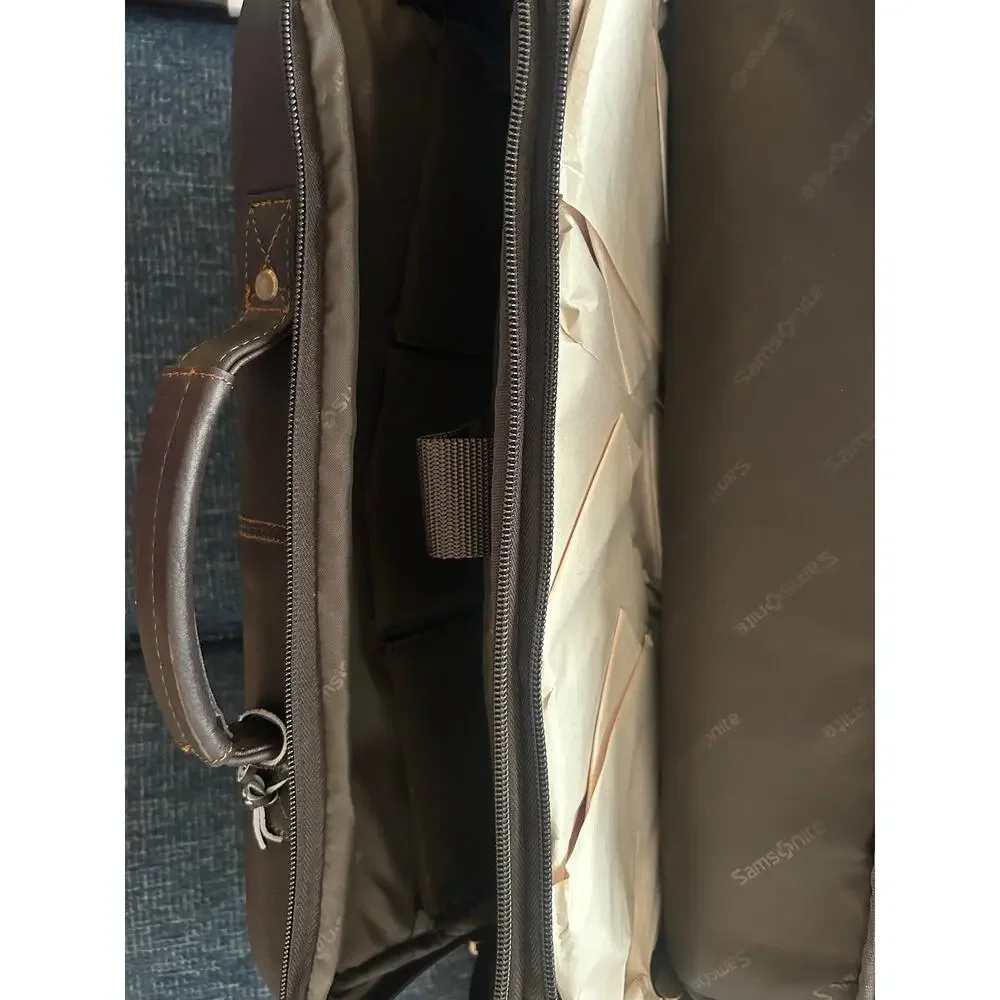 Samsonite Brown Leather Double Gusset Laptop Briefcase Messenger Bag 15.6”